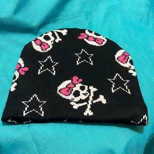 Beanie with Skull & Pink Bow